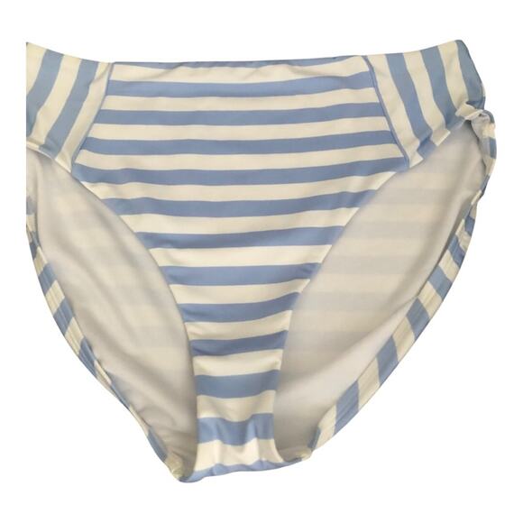 Gibson Latimer NWT Classic Hipster Silhouette Blue White Stripe Bikini Bottom LG - Picture 3 of 11